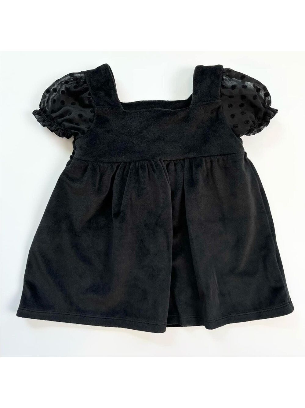 🩵 4/$20 Joe Fresh Black Velvet Puff Sleeve Kids Formal Dress
